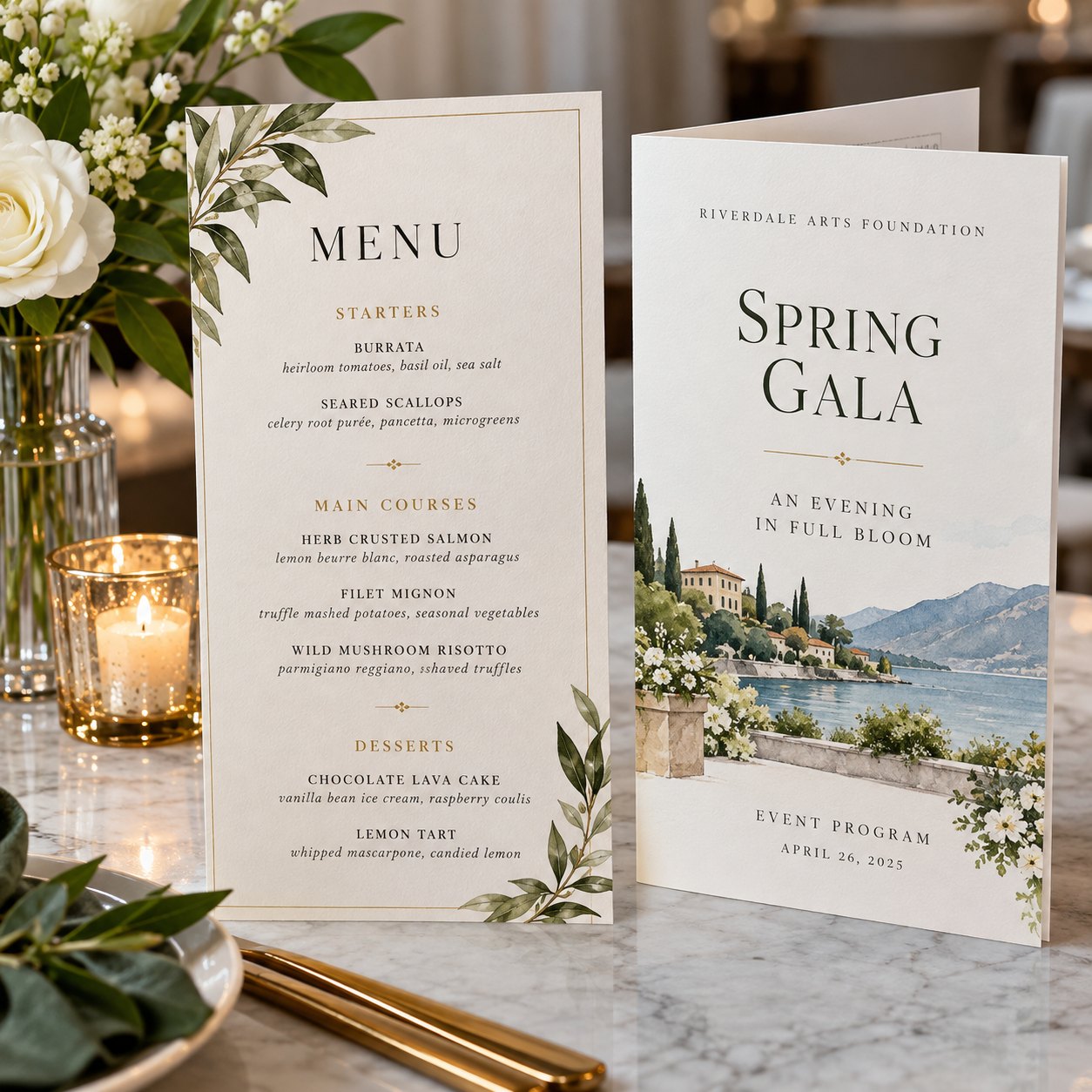 Menus & Event Programs sample printed by PPS
